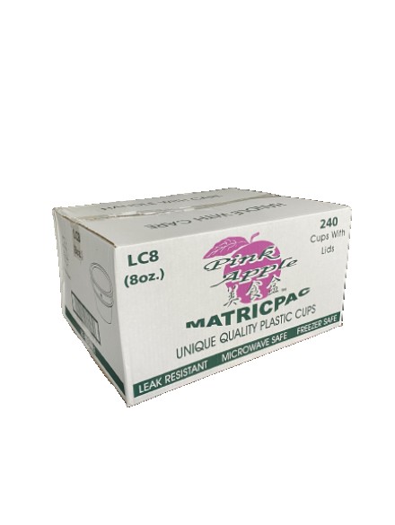 PINK APPLE 8OZ BOX PLASTIC CUPS & LIDS