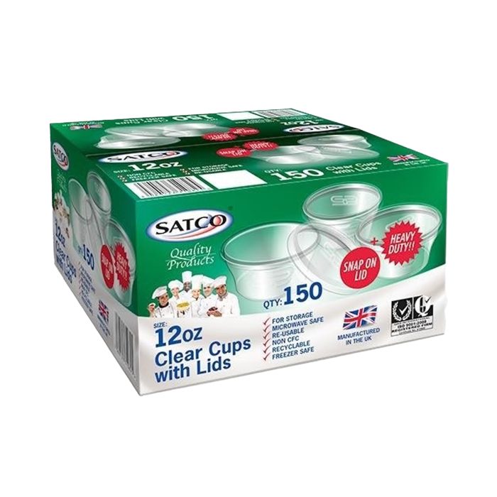 SATCO 12OZ CUPS & LIDS