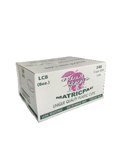[8OZPINK] PINK APPLE 8OZ BOX PLASTIC CUPS & LIDS